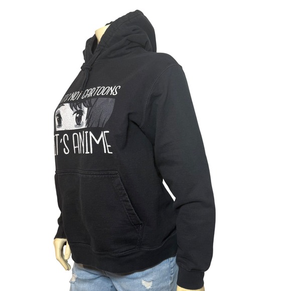 Port & Company It's Not Cartoons It's Anime Black Graphic Hoodie Sweatshirt M - Picture 3 of 7
